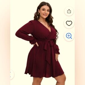 Elegant Burgundy Wrap Dress